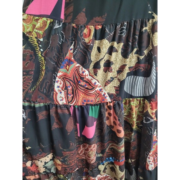 Desigual VIENA Floral Patchwork Maxi Dress Long Sleeve Boho Multicolor Size S - Picture 6 of 9